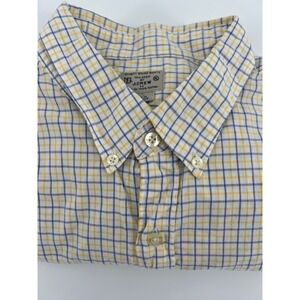 J.Crew Mens XL Button Down Short Sleeve Shirt‎ Plaid Yellow Blue White